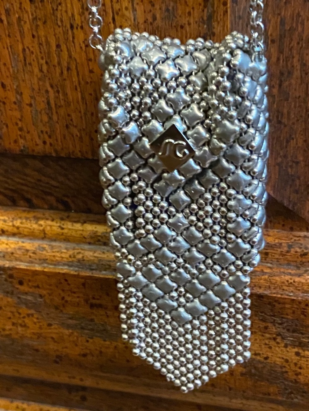 Sergio Gutierrez Liquid Metal Mesh Pendant Mini Purse Necklace; Hard to Find